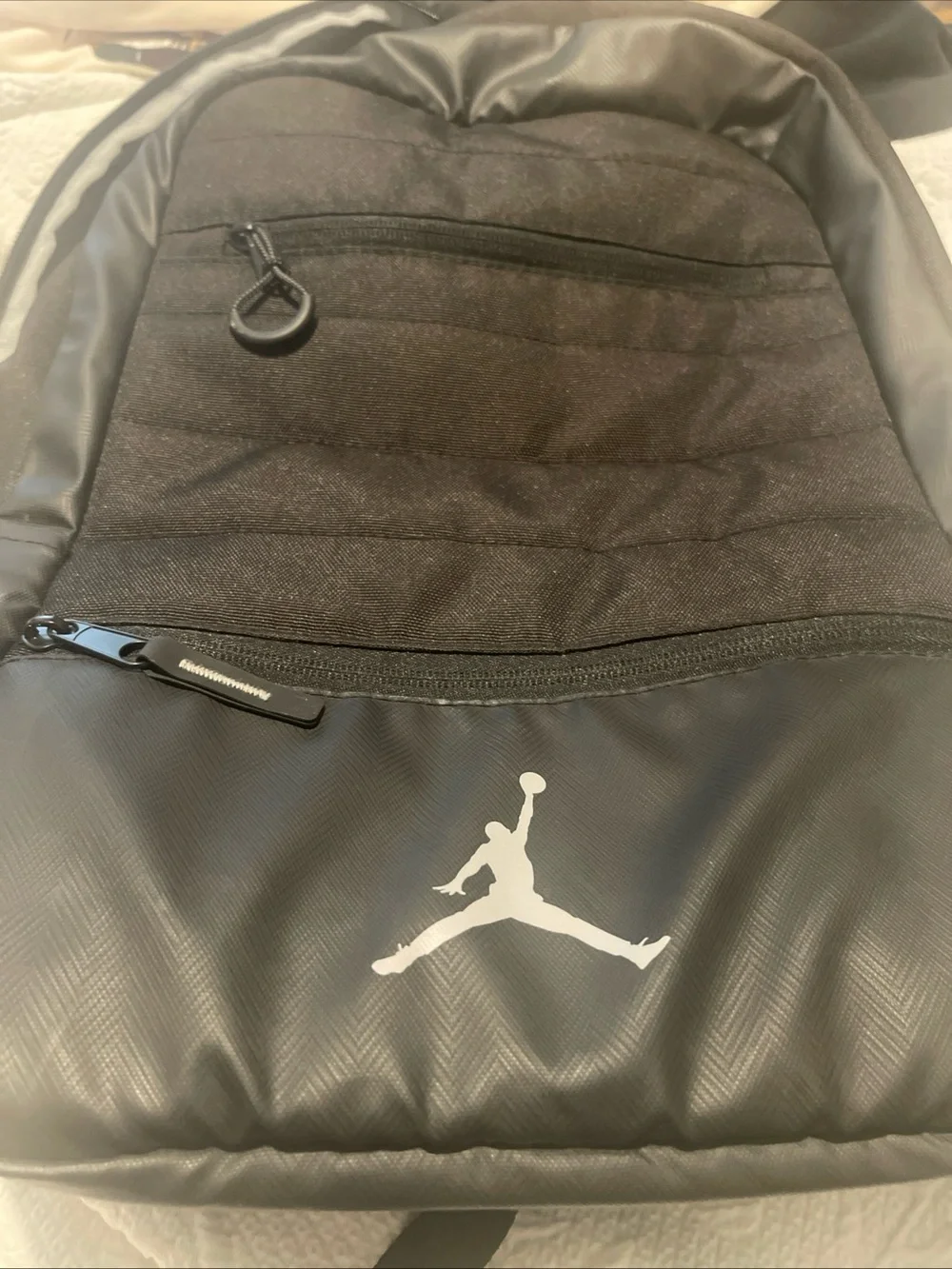 Jordan Black Backpack with White Jumpman Emblem Many pockets & Compartments